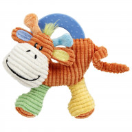 Pet Life 'Moo-cifier' Plush Squeaking and Rubber Teething Newborn Puppy Dog Toy - One Size / Orange