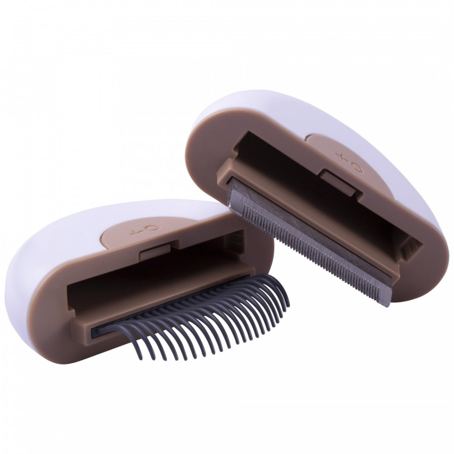 Pet Life 'LYNX' 2-in-1 Travel Connecting Grooming Pet Comb and Deshedder - Large / Brown