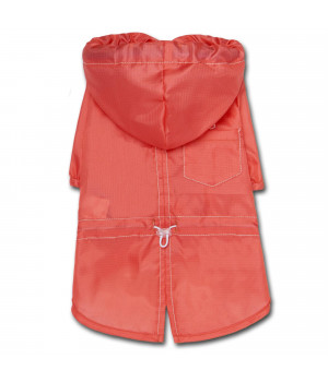 Touchdog Split-Vent Designer Waterproof Dog Raincoat- Large/Red