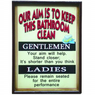 OUR AIM IS TO KEEP THIS BATHROOM CLEAN