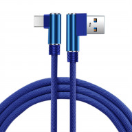Reiko 3.3FT Nylon braided Material Type C USB 2.0 Data Cable In Blue
