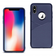 APPLE IPHONE X/XS TPU Leather feel Case Leather Fit Flexible Slim Premium Case in Blue