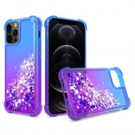 Shiny Flowing Glitter Liquid Bumper Case For APPLE IPHONE 12 PRO MAX In Blue