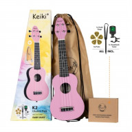 Keiki K2 Series Soprano Ukulele Pack - Includes: Tuner, Picks, Strap & Tote Bag