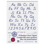 Pacon DNealian 2-Hole Punched Manuscript Cover Chart Tablet, 24 x 32 Inches, 25 Sheets, 2 Inch Ruling, Blue/Red Base