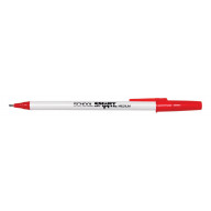 School Smart Round Refillable Stick Pen, Medium Tip, Red, Pack of 12