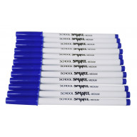 School Smart Round Refillable Stick Pen, Medium Tip, Blue, Pack of 12