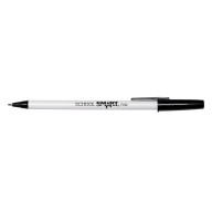 School Smart Round Refillable Stick Pen, Fine Tip, Black, Pack of 12