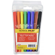 School Smart Non-Toxic Water Based Felt Tip Pen, 0.85 mm Fine Tip, Assorted Color, Pack of 8