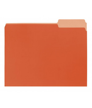 School Smart Mediumweight Stock 1/3 Cut 2-Tone Reversible File Folder, Letter, 3/4 in Expansion, Orange, Pack of 100