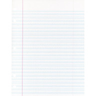 School Smart Cursive Ruled Notebook Paper with Red Margin, 10-1/2" x 8", 15 lb, Short Way Ruling, White, Pack of 500