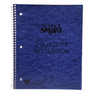 School Smart Sulphite 3-Hole Punched Perforated Spiralbound Notebook - 2 Subject with Margin, 11 X 8-1/2 in, 15 lb, 9/32 in, College Ruling, 100 Sheets, White