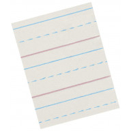 School Smart Zaner-Bloser Red & Blue Ruled Newsprint Paper for Grade 2-3, 10-1/2" x 8", 1/2 in, 1/4 in Broken Line, 1/4 in Skip Line, White, Pack of 500