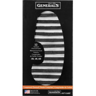 General Pencil Extra Smooth Square Compressed Charcoal Assortment, Assorted Tip, 1/4 X 3 in, Black, Pack of 12