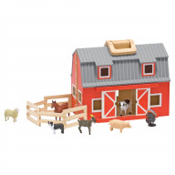 Melissa & Doug Mini Fold and Go Barn, Assorted Animal Figurines, 12 Pieces