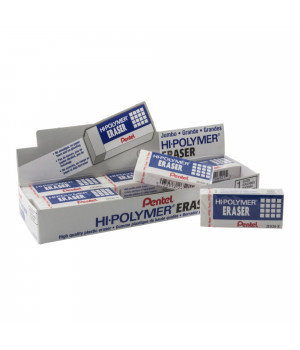 Pentel Hi-Polymer Block Eraser, Jumbo, White, Pack of 12