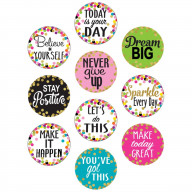 Teacher Created Resources Confetti Positive Sayings Accents, Round, Pack of 30