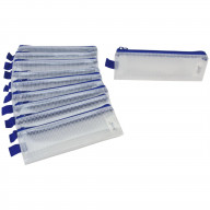 Sax Mesh Tool Case, 3 x 8 Inches, Clear with Blue Trim, Pack of 10