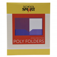 School Smart Heavyweight Two-Pocket Poly Folder, Blue, Pack of 25