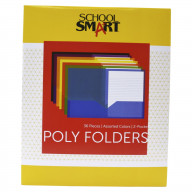 School Smart Heavyweight Two-Pocket Poly Folder, Assorted, Set of 36