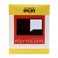 School Smart Heavyweight Two-Pocket Poly Folder with Three-Hole Punch, Black, Pack of 25