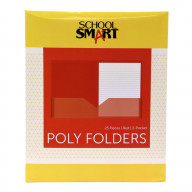 School Smart Heavyweight Two-Pocket Poly Folder, Red, Pack of 25