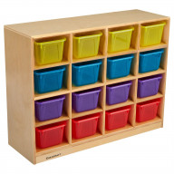 Childcraft Cubby Unit, 16 Translucent Color Trays, 38-3/8 x 13 x 30 Inches