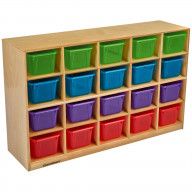 Childcraft Mobile Cubby Unit, 20 Translucent Color Trays, 47-3/4 x 13 x 30 Inches