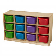 Childcraft Toddler Mobile Cubby Unit, 12 Translucent Color Trays, 38-3/8 x 13 x 24 Inches