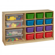 Childcraft Storage Unit, 12 Translucent Colored Trays, 47-3/4 x 13 x 30 Inches