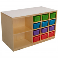 Childcraft Mobile Double-Sided Storage Unit, 12 Translucent Color Trays, 47-3/4 x 23-3/4 x 30 Inches