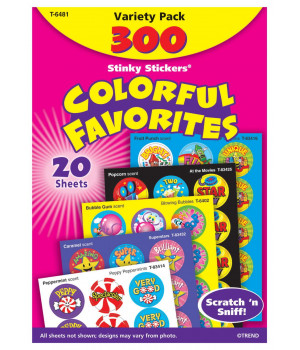 Trend Enterprises Stinky Sticker Colorful Favorites, Fun and Fancy Value Pack Sticker, 1 in, Pack of 300
