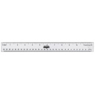 School Smart Inches and Metric Plastic Ruler, 12 in, Clear, Pack of 10