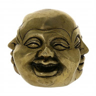 ShalinIndia Brass Statues Four Faced Buddha Head Joy Sorrow Anger Serenity Good Luck Charm Feng Shui 3.75 Inches 1.32 Kg