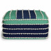 Garbo Square Woven Pouf in Aqua, Navy and White Recycled PET Polyester