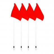 Corner Flag Set : (4) 25mm White Pole-Solid Red Flag w/ Spike