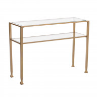Jaymes Gold Metal and Glass Console Table