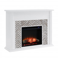 Hebbington Tiled Marble Electric Fireplace with Touch Screen