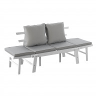 Dolavon Outdoor Convertible Lounge Chair - White with Gray Cushions