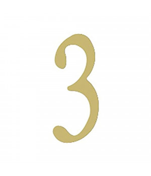3 inch Brass Self Adhesive Address Number. Number: 3
