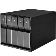 Aluminium Trayless Hot Swap Mobile Rack Backplane,Internal Hard Drive Enclosure for 5x 3.5 Inch SAS/SATA HDD or SSD, fit in any 3x 5.25 Inch Drive Bay ,with Fan and Lock for SAS-12G/SATA 6G HDD Enclosure