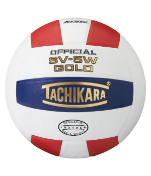 Tachikara SV5W Gold Premium Leather Volleyball (Red, White and Blue)