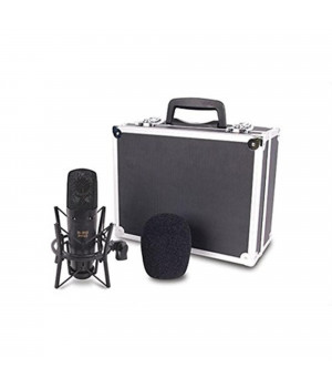 Large Dual-Diaphragm Studio Condenser Microphone withHeavy-duty suspension mount, windscreen & aluminum transport cas