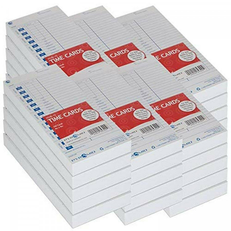 Pyramid Time Systems Attendance Cards for Time Clock models 3500/3550SS/3600SS/3700, 1000 per pack