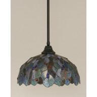 Stem Pendant With Hang Straight Swivel Shown In Matte Black Finish With 16 Blue Mosaic Art Glass