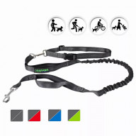 JESPET Hands Free Dog Leash for Running, Walking, Hiking Jogging for Medium & Large Dogs up to 150lbs, Durable Dual Handle Waist Leash with Reflective Bungee and Adjustable Waist