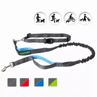 JESPET Hands Free Dog Leash for Running, Walking, Hiking Jogging for Medium & Large Dogs up to 150lbs, Durable Dual Handle Waist Leash with Reflective Bungee and Adjustable Waist