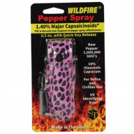 Wildfire 1.4% MC 1/2 oz pepper spray fashion leatherette holster and quick release keychain cheetah black/pink