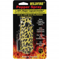 Wildfire 1.4% MC 1/2 oz pepper spray fashion leatherette holster and quick release keychain cheetah black/yellow