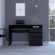 TUHOME Dublin Three Drawer Computer Desk, , One Shelf, Countertop Desk, Three Drawers, Black, For Office